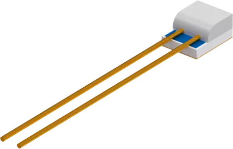 Eléments sensibles en platine sous forme de puce (chip) PCWRB-L-AuNi - avec fils de raccordement et métallisation de la face arrière suivant DIN EN IEC 60751