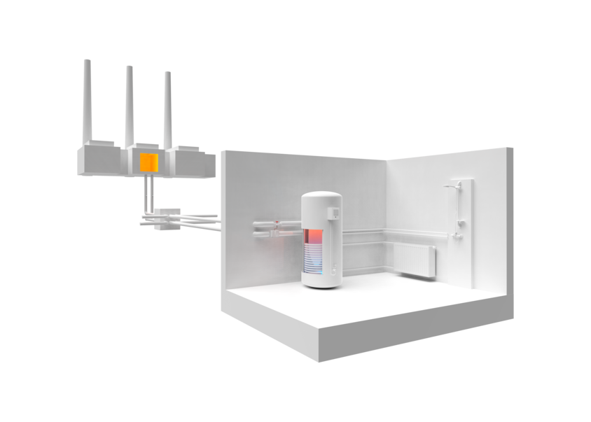 District heating distribution station and house connection